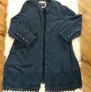 Soft Surroundings Womens Plus 3X Jacket Coat Blue